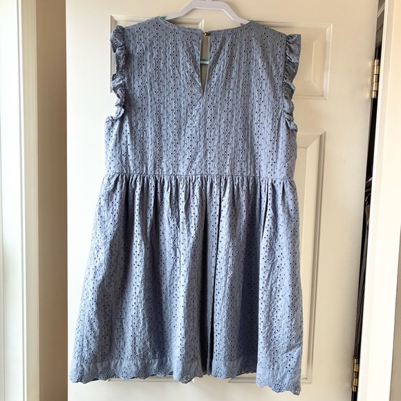 Knox Rose Eyelet Cotton Mini Dress Sleeveless Gray/Dusty Blue Size L - Picture 5 of 11